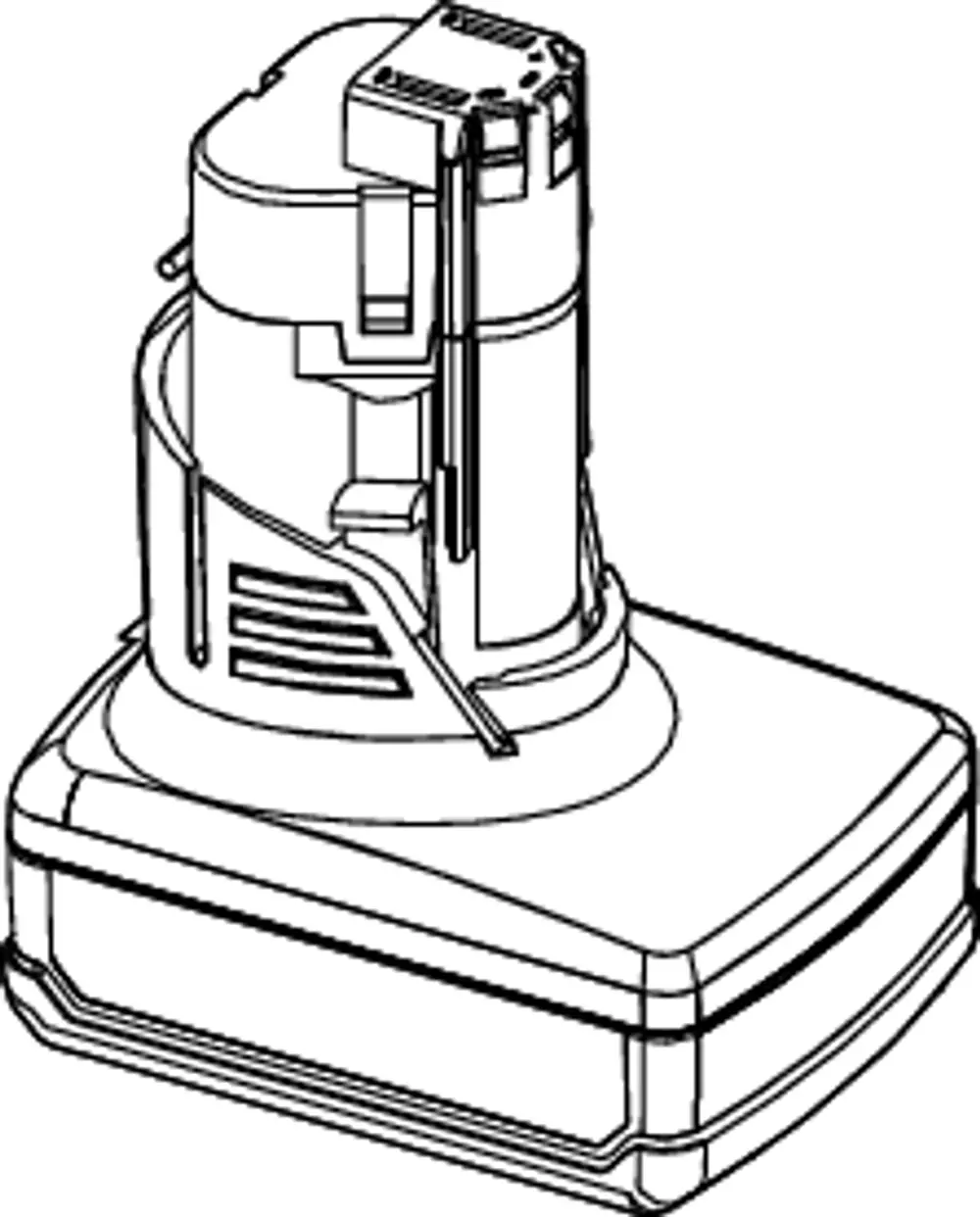 TECE-Batterie mit massiver Basis und vertikalem Gehäuse. Das Bild zeigt die Struktur einer wiederaufladbaren Li-Ion-Batterie.